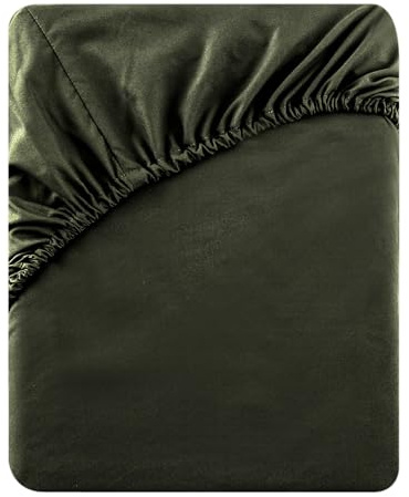 Soifox Spannbettlaken für Super-Kingsize-Bett, mit extra tiefer Tasche, 40 cm, weiches Mikrofaser-Spannbetttuch für Super-Kingsize-Bett, 180 x 200 cm, Olivgrün