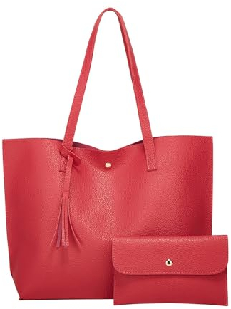 Yoga Hose Mit Taschen Solide Quasten-Muttertasche, große Kapazität, eine Schultertasche, Einkaufstasche Aigner Taschen Damen Rot (Hot Pink, One Size)