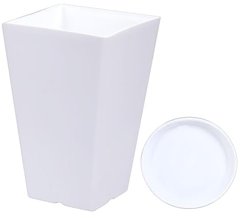 Nuyhgtr Square Planter Resin, Decorative Plant Pot, Large Outdoor Planter, Flower Boxes Porch, Outdoor Plant Pot, Resin Flower Planter, Large Planter Box for All Seasons, Patios
