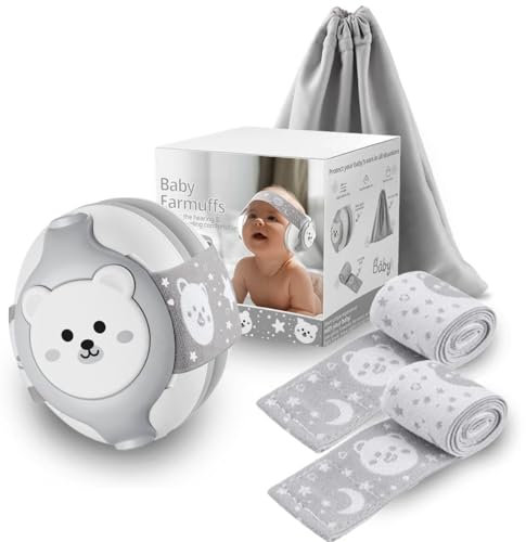 Cascos Antirruido para Bebés BRY® - Protección Auditiva hasta 36 Meses - Reducción de Ruido 25dB CE - Auriculares con 2 Cintas Ajustables para Viajes y Entornos Ruidosos