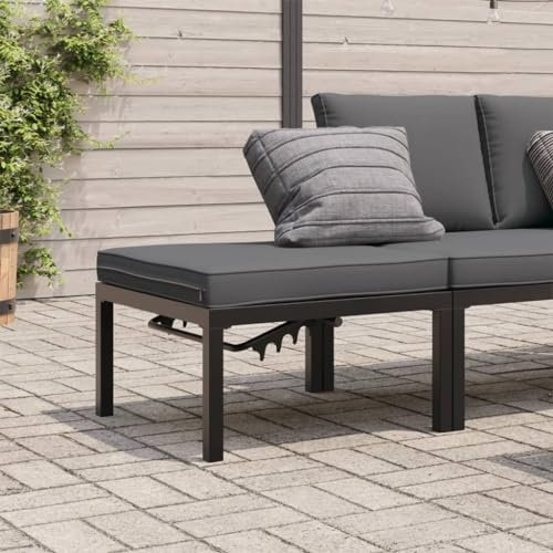LAPOOH Gartenhocker mit Kissen Schwarz Aluminium, Balkon Hocker, Fusshocker Garten, Hocker Garten, Fußhocker Für Sessel, Gartenmöbel Hocker - 4008572