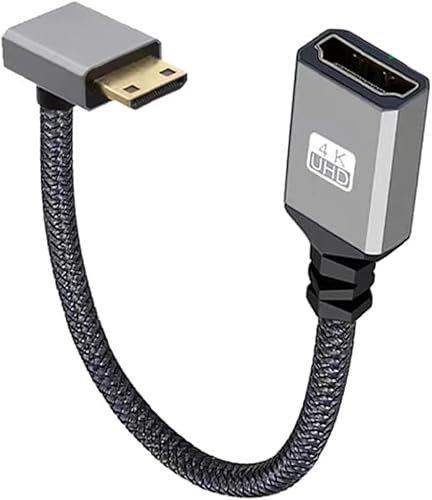 Komost Mini HDMI to HDMI Adapter Cable -Mini HDMI Male to HDMI Female Cord with 4K 60Hz HDR, 3D Support for Raspberry Pi, DSLR Cameras, Laptops | Ideal for Monitors, HDTVs, Projectors (Up)