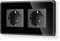 LIAONFOY Runde Schuko Doppelt Steckdose Unterputz 2 Fach Wandsteckdose Schwarz mit Glasrahmen 16Amp 110-250V 157mm