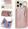 Ｈａｖａｙａ für Magsafe Wallet mit Kartenhalter Schlüsselring mit Reißverschluss iPhone 16/15/14/13/12/Pro/Max/Plus/Serie für Magsafe Ring- Rosa