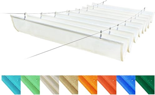 Toldo retráctil para pérgola con protección UV para exteriores, terraza, patio, jardín, techo, refugio con kit de montaje