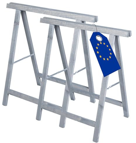 MODO24 Holzbock Klappbock Arbeitsbock Tapezierbock Sägebock Montagebock Unterstellbock SDKM, 2er-SET, 73x73x44 cm, Farbe: Grau