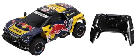 Dynatech Peugeot Red Bull Rallyeauto | Ferngesteuertes 1:16 R/C Auto mit 2,4 GHz, bis 15 km/h, authentisches Design, witterungsbeständig – Motorsportspaß für Kinder und Erwachsene