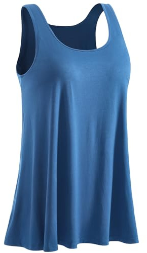 Ymmchy Women Tank Top Built in Bra Vest Tops Loose Fit Camisole Casual Sleeveless Tops Blue M