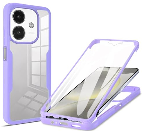 YUEQIAN Custodia per OPPO A40 4G/OPPO A40m 4G/OPPO A60 5G, protezione schermo integrata e cover posteriore antipolvere in TPU trasparente, robusta custodia antiurto militare a 360°, viola