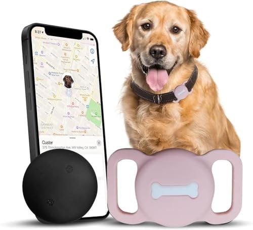 Lnicez Hunde-Tracker, Haustier Tracker mit Hundehalsband Halter, ohne monatliche Gebühren für Standortverfolgung, Arbeit mit Find My, Not GPS - Nur iOS