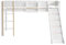 LUNEX HOME Lit mi-Hauteur 90x200 cm en Bois de pin pour Enfant avec Toboggan, étagère Amovible et échelle Droite à Trois Niveaux, Couleur Blanc et Bois Naturel