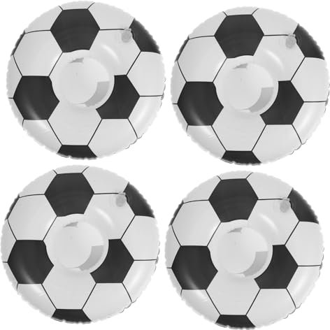 NAMOARLY 4 Posavasos Inflables De PVC Diseño De Fútbol Flotantes para Playa y Piscina