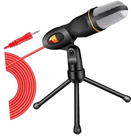 TOYANDONA Stativmikrofon mit Ständer, Verstellbar, Metall Kunststoff | PC und Live Streaming, Schwarz, Handfrei, Musikständer und Tischlampenfunktion