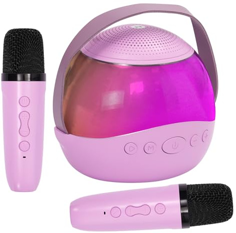 EULEUY Micro Karaoke Enfant avec 2 Micro sans Fil Bluetooth,Portable pour Enfants et Adultes avec Effets de Modification de la Voix, Jouet pour Les 3-12 Ans,Cadeau pour Les Filles