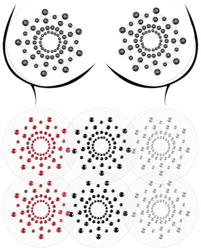 TPZORJX 3 Paires Cache Tetons Sexy, cache tetons femme sexy,cache tetons,Autocollants de Mamelon de Strass, Accessoires D'Autocollant Adhésif de Soutiens-Gorge de Pâtés de Poitrine Femmes