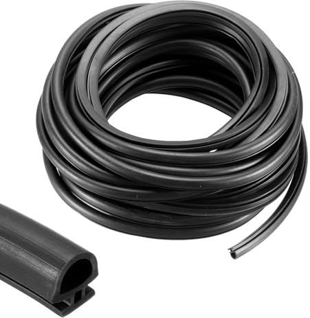 PATIKIL 1 Stück Fensterdichtung 10m, Türrahmen Dichtung von 4-6.5mm, TPE Türdichtung, 6mm Kartenschlitzbreite, Wetterleiste, Geeignet für Türrahmen Fenster (Schwarz)
