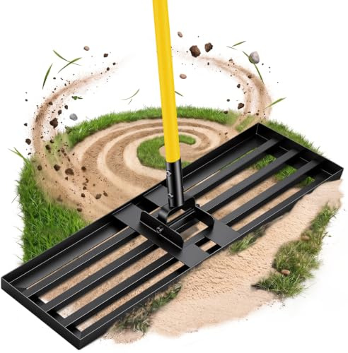 BlumeTrec Rasen-Nivellierungsrechen, 2,13m, 76 x 25cm, Nivellierwerkzeug, robust, müheloses Rasen-Nivellierwerkzeug, Stahlgriff, Rasennivellierer für Hof, Garten, Golfplatz, einfache Ebene