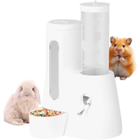 Sucritude Bevitore Automatico per Conigli - Dispenser d'Acqua con Ciotola Integrata per Criceto,Alimentatore e Bevitore per Piccoli Animali come Conigli, Topi e Cincillà