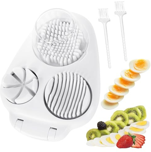 Qaestuan Cortadors de Huevo, Cortador de Huevo Cocidos Multiusos, Corta Huevos Cocidos 3 in 1, Cortador Huevos Duros Fácil de Limpiar, para Kiwi, Fresas, Alimentos Blandos