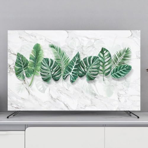 HSTANGKY Staubschutzhülle Für 32-80 Zoll TV-Geräte Weicher Displayschutz Mit Blumen/Blattmuster Für LED-/LCD Monitore Atmungsaktive Und Staubdichte Monitorabdeckung-Plants1||37-39inch