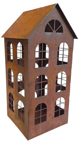 Edelrost Garten Laterne, Haus-Design, 50cm, Metall Kerzenhalter für Außendekoration Gartendekoration rostige