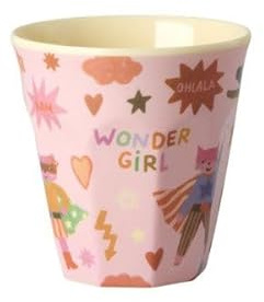 RICE Kinderbecher aus Melamin 160 ml (Ø 7 cm, H 7,5 cm) – „Wonder Girl“ Small Cup, BPA-frei & lebensmittelecht, spülmaschinenfest (max. 70°C)