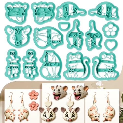 beinkmake 16 Stück Süße Maus Polymer Clay Ausstecher für Ohrringe | 3D‑Druck Polymer Ton Schneider für Ohrringe Schmuck Herstellung Polymer Tonschneider für Anhänger