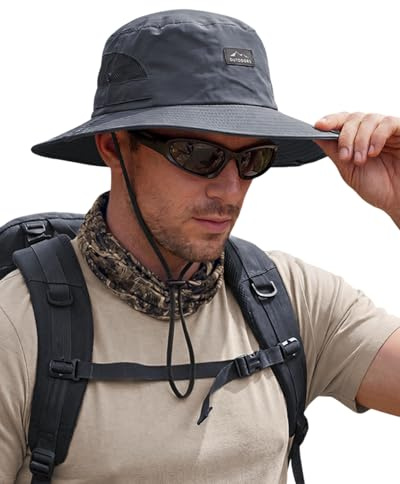 Hat Hut Fischerhut, UPF 50+, Sonnenhut mit Breiter Krempe für Herren Damen, UV Sonnenschutz, Atmungsaktive, Wandern Outdoor Angeln