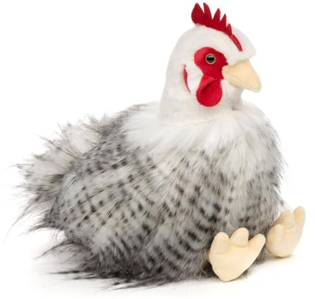 Teddys Rothenburg Kuscheltier Huhn sitzend 23 cm weiß/grau Plüschhuhn Stofftier Plüschtier