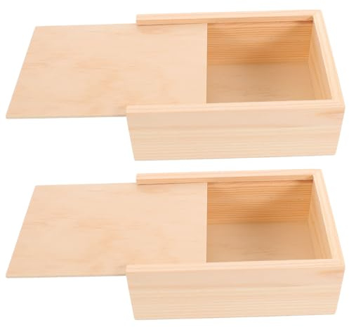 Scatola Portafiammiferi in Legno con Striscia Accensione 2 Pezzi | Beige, Stile Rustico Elegante per Bomboniere e Fai da Te, Dimensioni 5, 5x4x2 Pollici