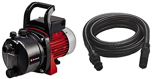 Einhell Pompe d’arrosage de surface GC-GP 6538 (650 W, Câble d‘alimentation 1,4 m) & Accessoire Kit tuyau d'aspiration noir 7 mètres avec embouts en PVC - température max. : 35° - Ø 32 mm