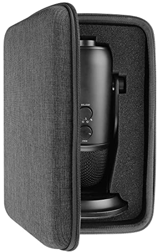 Geekria for Creators Microphone Case with Foam Compatible with Blue 1967 Yeti Pro, Blue Yeti, Hard Shell Mic Carrying Case, Travel Protective Bag with Cable Storage (Dark Grey)