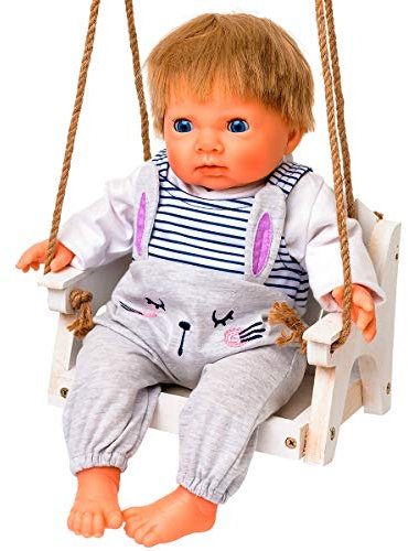 43 cm Tiny Treasures Bunny Dungarees Set by UK Company Frilly Lily [ DOLL OR SWING NOT INCLUDED]