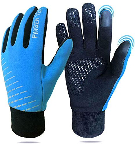 FINGER TEN Kids Winter Cycling Gloves Warm Touchscreen 1 Pair | Boys Girls Full Finger Glove,Thermal Soft Flexible, Non Slip Grip For Better Control, Suitable for Gardening School Outdoor