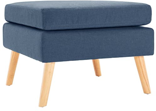 vidaXL Fußhocker Sitzhocker Hocker Fußbank Schemel Polsterhocker Fußschemel Sitzbank Ottomane Lounge Blau Stoff Holzrahmen 54x54x43,5cm