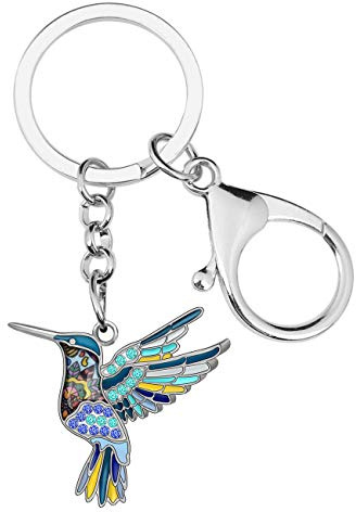WEVENI Emaille Legierung Kristall Kolibri Schlüsselanhänger Vogel Liebhaber Geschenke für Damen, Tiere Tasche Anhänger Schlüsselring Zubehör für Geldbörse
