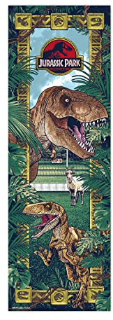 Jurassic Park Tür-Poster - Deko Wohnzimmer oder Deko Schlafzimmer - Deko Wohnzimmer - Größe : 158 x 53 - Jurassic Park Merchandise - Offizielle Lizenz