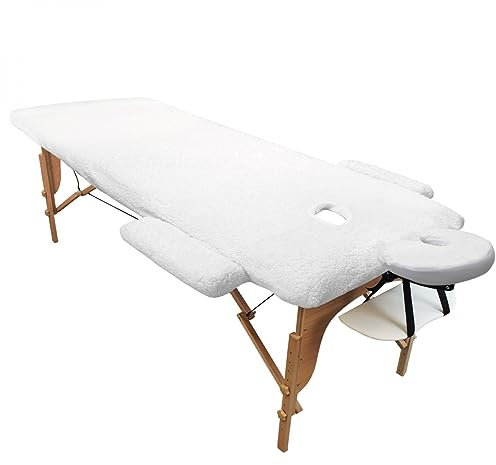 Vivezen - Kit complet de housses polaires pour table de massage - Sherpa - Blanc