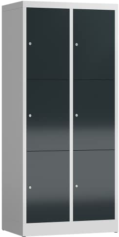Lüllmann XL Spind Kleiderspind 2 Abteile 6 Fächer 1800 x 800 x 500 mm (RAL 7035/7016 lichtgrau/anthrazit)