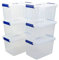 Buyitt Set of 6 Plastic Storage Bins with Lid, 12 Litre Storage Latch Boxes, Clear, f