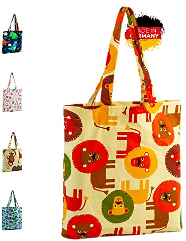 Bunte Köpfe - Kinder Spielzeugtasche für unterwegs, Umhängetasche, Beutel - Made in Germany - Löwen