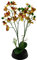 Leaf Artificial Orchid with Black Ceramic Planter, Yellow Pink, 43cm
