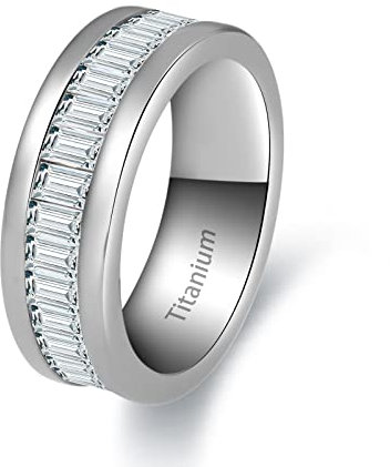JMFENFA 7mm Titan Trauringe, Titan Zirkonia CZ Ehering, Titan Verlobungsring Ewigkeit für M?nner Frauen (67 (21.4))