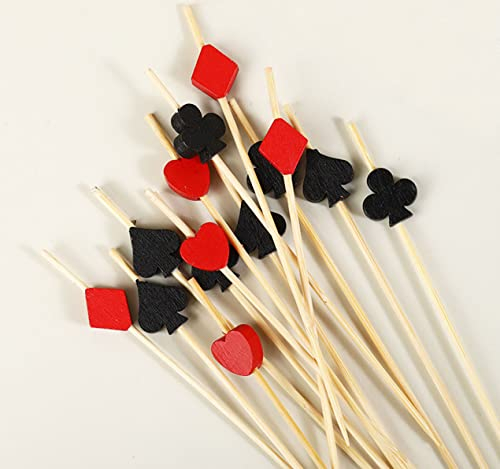 AILEXI Baguettes A Cocktail 100 Cures en Bois Cure-Dents en-Cas De Fête Friandises Finger Food Fruits Sandwichs Grignotines - Jouer Aux Cartes