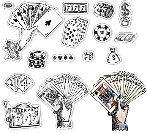 craspire Poker Thema Transparente Stempel Für Die Kartenherstellung, Dekoration, Scrapbooking, Silikonstempel Für Spielkarten Im Viktorianischen Stil Zum Prägen von Fotoalbum-Dekorationen