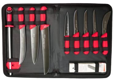 Starrett Professional 11-Piece Stainless Steel Knife Sets, Red
