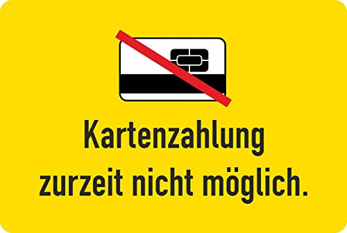 Daged Kartenzahlung Zurzeit Nicht Möglich EC oder Kreditkarten Aufkleber Kasse Grösse 13x9 cm KZ-1