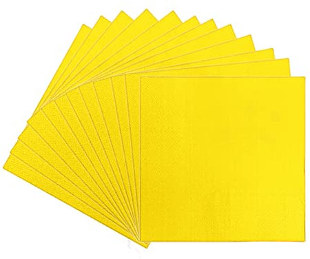 Yellow Napkins 33cm,20Pcs 2Ply Solid Colour Party Paper Napkins Yellow,Beverage Luncheon Napkins Serviettes Napkins Dinner Napkin Cocktail Napkins Bar Napkins for Caddy,Birthday Parties