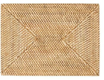 TISECO Home Studio - Tischset Rattan - Set/2-100% Rattan - Handgewebt, hitzebeständig, langlebig - Oval - 30x40 cm - Natürlich