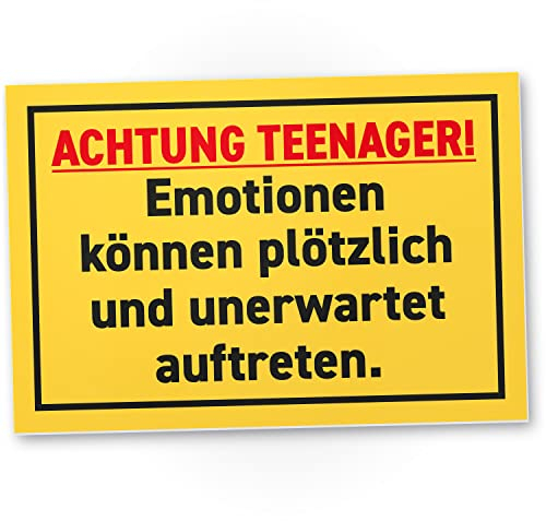DankeDir! Teenager Emotionen - Schild 30 x 20 cm - Jungen & Mädchen Teenager Türschild Geschenkidee Zimmer Spruch - Zimmer Deko Dekoration Geschenk Idee Tür Deko Geburtstag Jugendliche